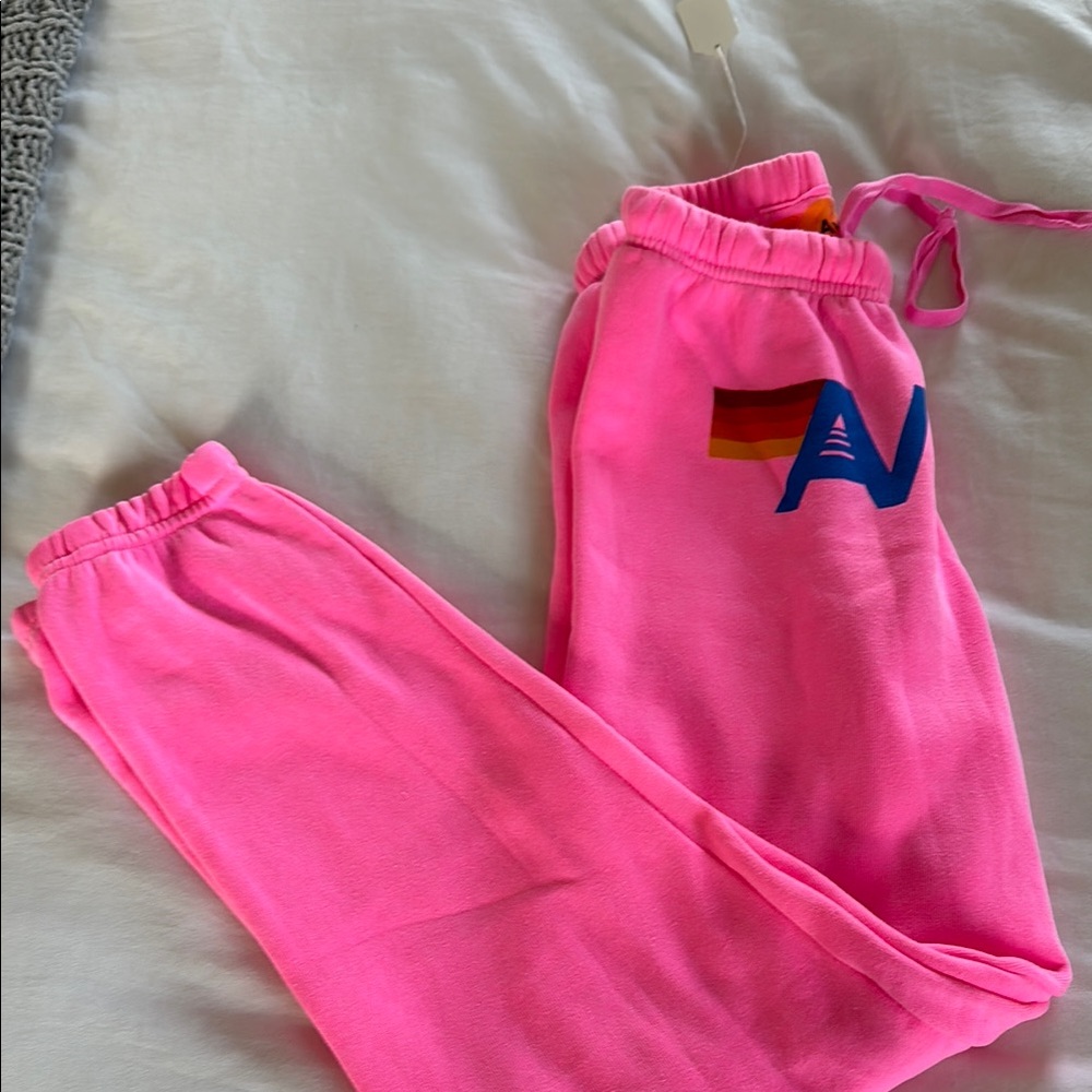 Aviator Nation Pink Joggers with Elastic Waistband and Relaxed Fit